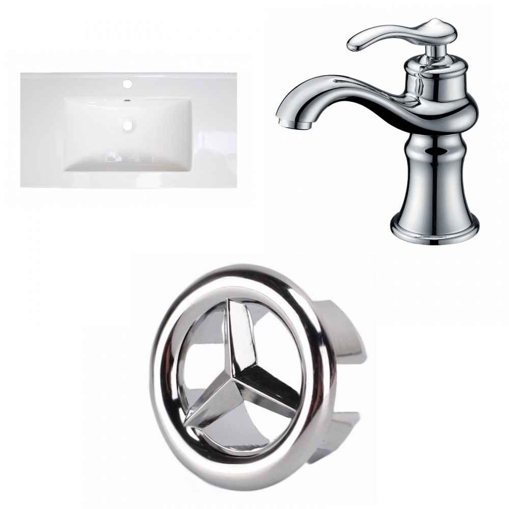 36.75-in. W 1 Hole Ceramic Top Set In White Color