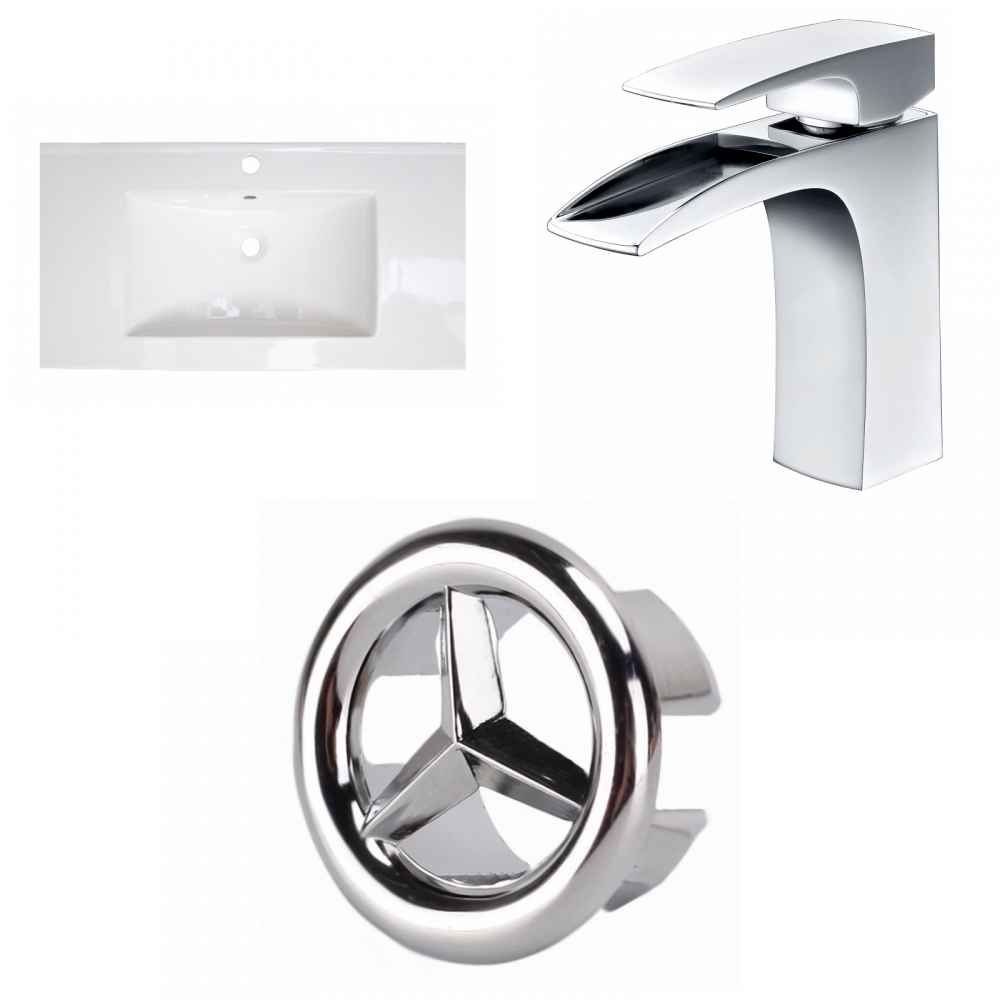 36.75-in. W 1 Hole Ceramic Top Set In White Color