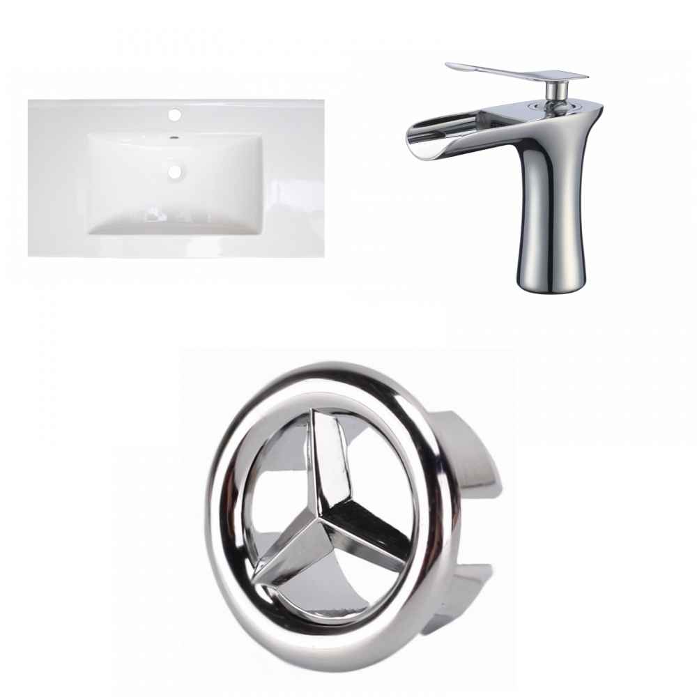 36.75-in. W 1 Hole Ceramic Top Set In White Color