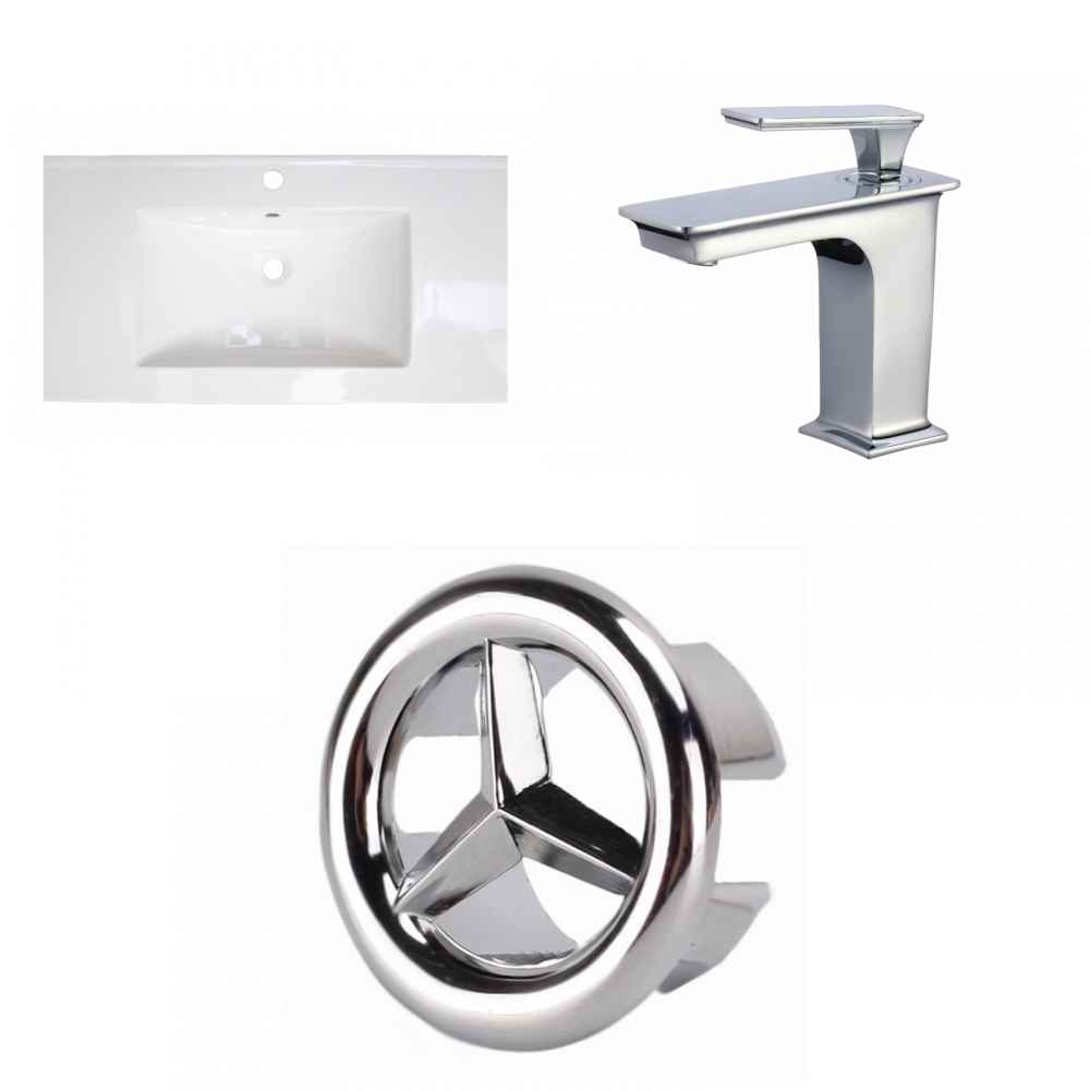 36.75-in. W 1 Hole Ceramic Top Set In White Color