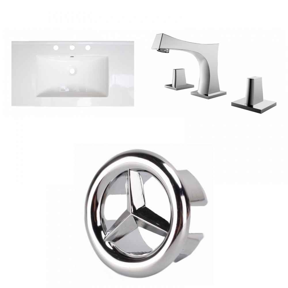 36.75-in. W 3H8-in. Ceramic Top Set In White Color