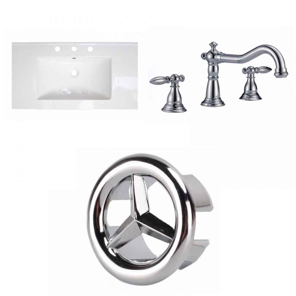 36.75-in. W 3H8-in. Ceramic Top Set In White Color