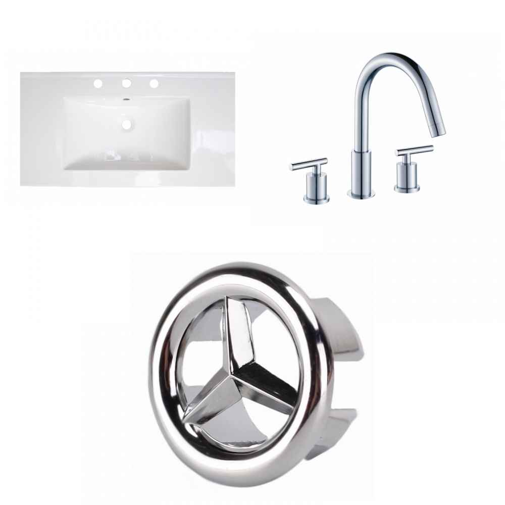 36.75-in. W 3H8-in. Ceramic Top Set In White Color