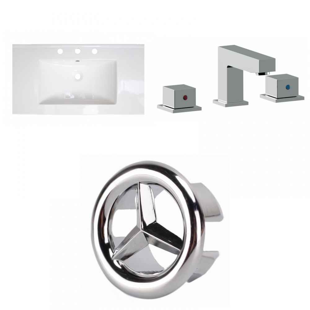 36.75-in. W 3H8-in. Ceramic Top Set In White Color