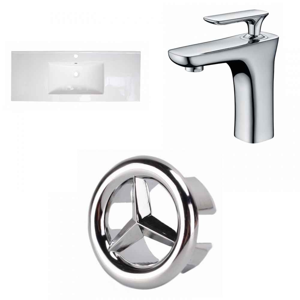 48.75-in. W 1 Hole Ceramic Top Set In White Color