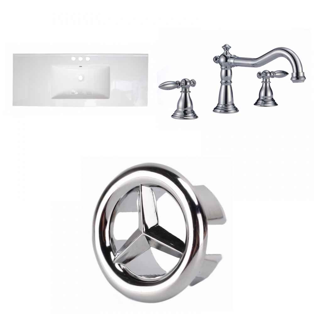 48.75-in. W 3H8-in. Ceramic Top Set In White Color