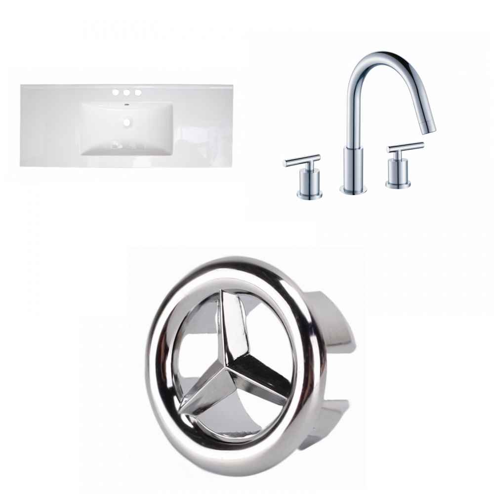 48.75-in. W 3H8-in. Ceramic Top Set In White Color