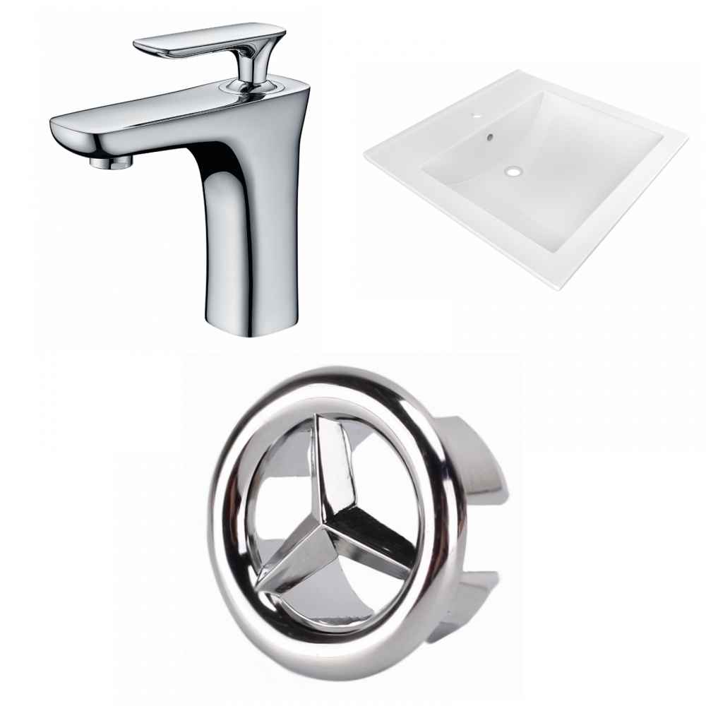 21.5-in. W 1 Hole Ceramic Top Set In White Color