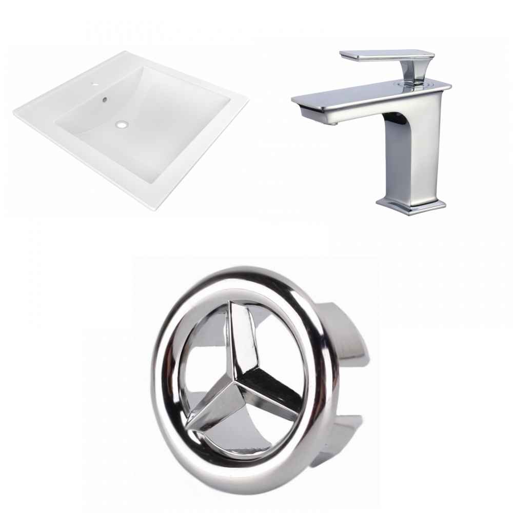 21.5-in. W 1 Hole Ceramic Top Set In White Color