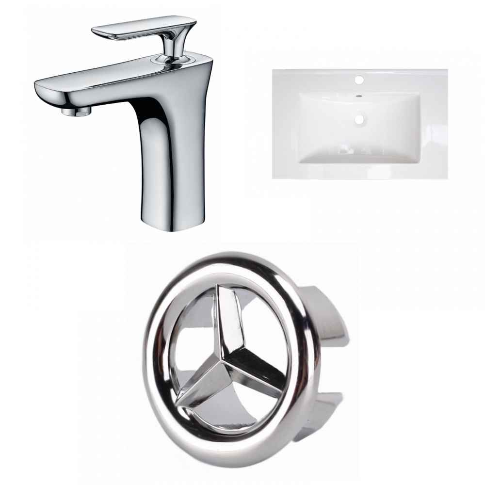 24-in. W 1 Hole Ceramic Top Set In White Color