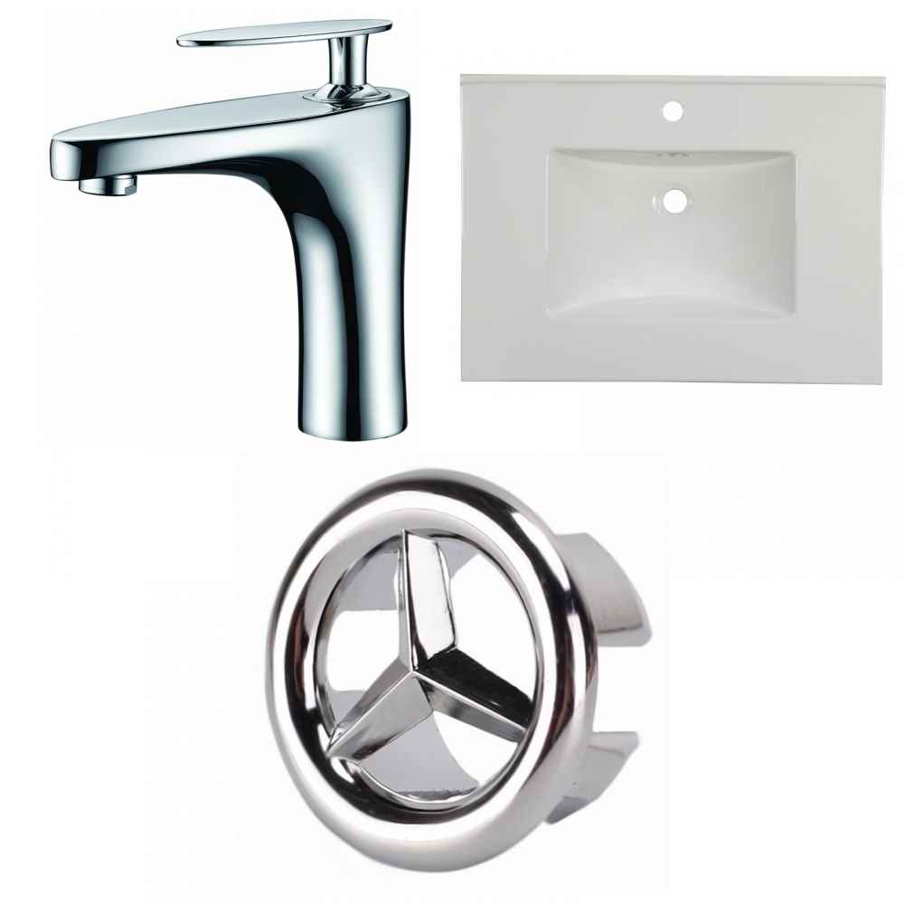30.75-in. W 1 Hole Ceramic Top Set In White Color
