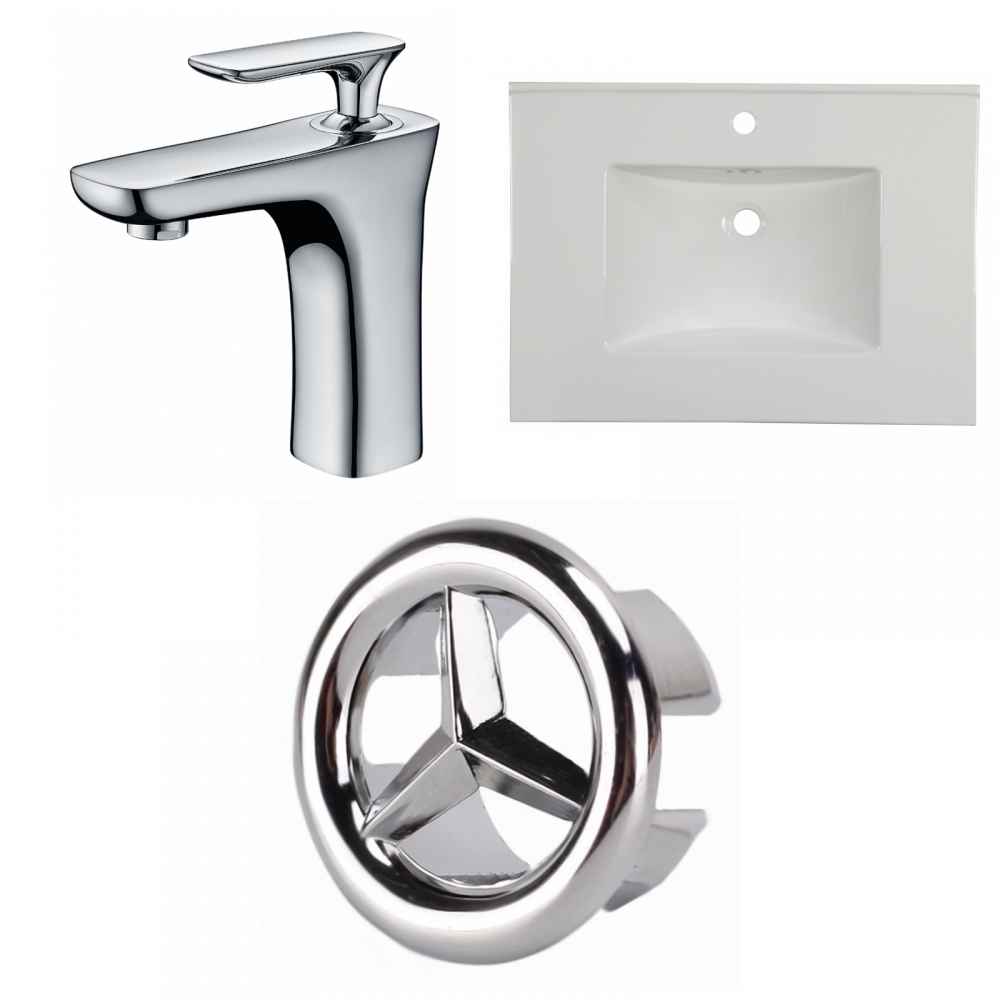 30.75-in. W 1 Hole Ceramic Top Set In White Color
