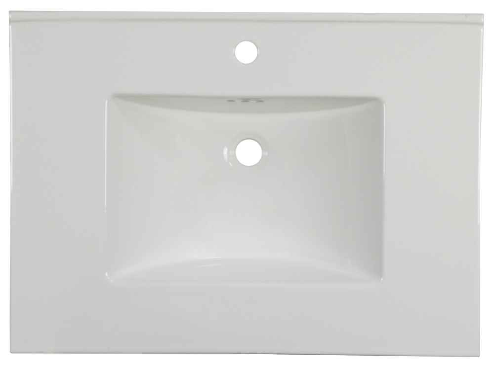 30.75-in. W 1 Hole Ceramic Top Set In White Color