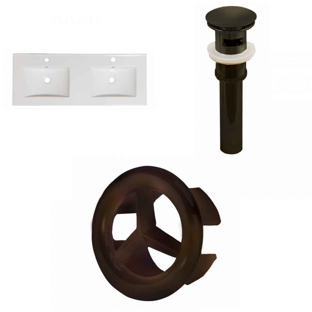 48-in. W 1 Hole Ceramic Top Set In White Color - Overflow Drain Incl.