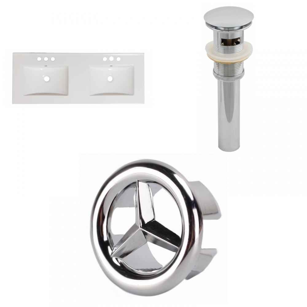 48-in. W 3H4-in. Ceramic Top Set In White Color - Overflow Drain Incl.