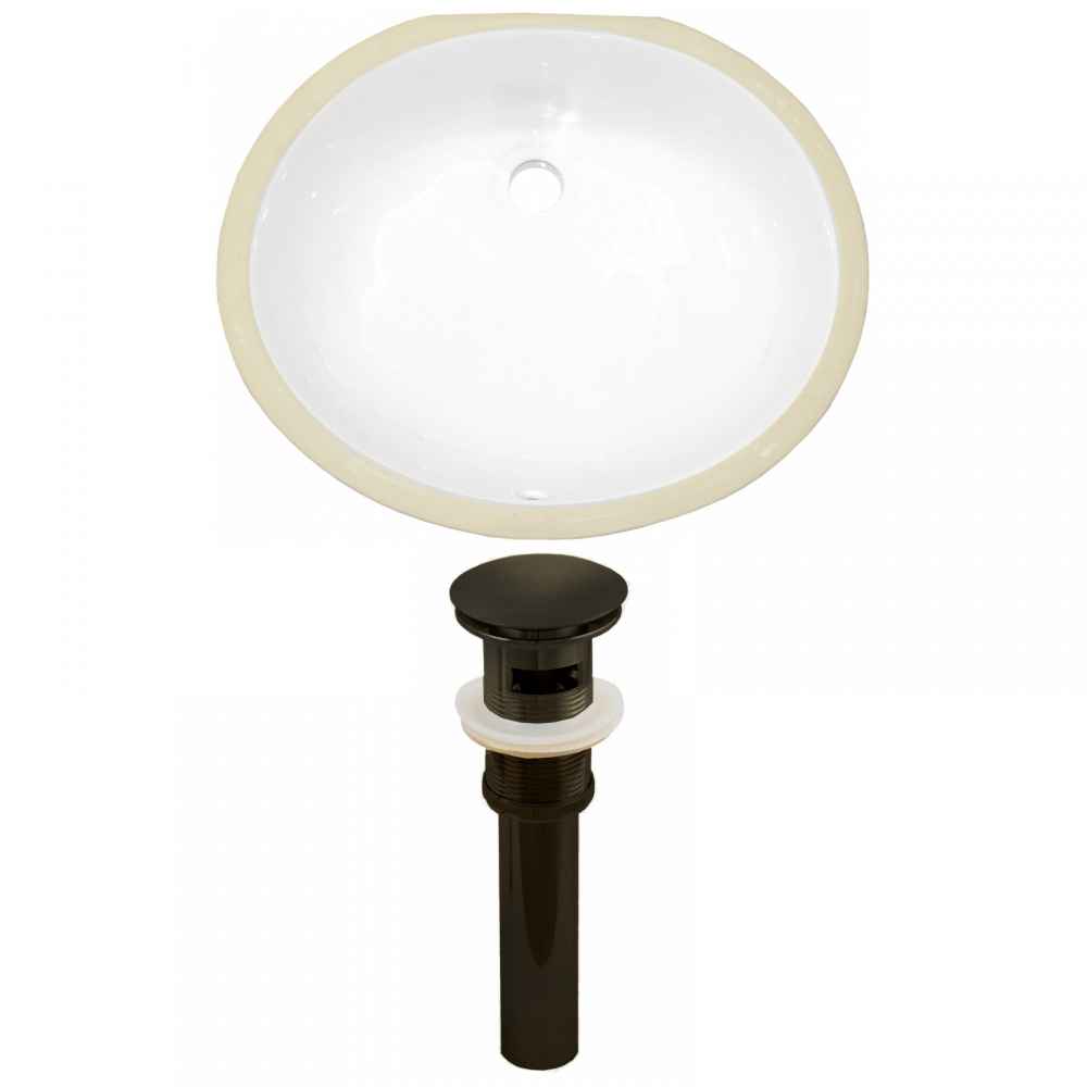 19.5-in. W Oval Bathroom Undermount Sink Set In White - Oil Rubbed Bronze Hardware - Overflow Drain Incl.