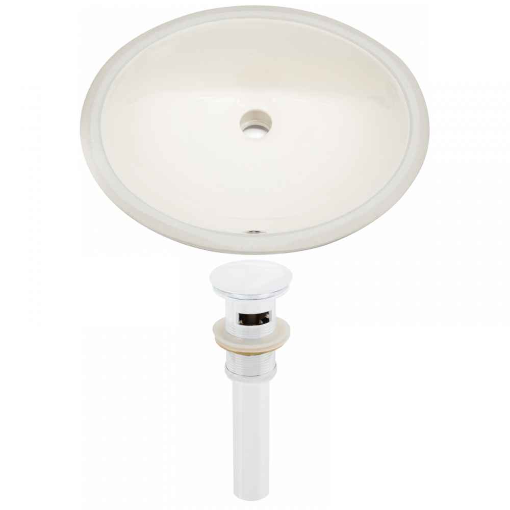 19.75-in. W Oval Bathroom Undermount Sink Set In Biscuit - White Hardware - Overflow Drain Incl.