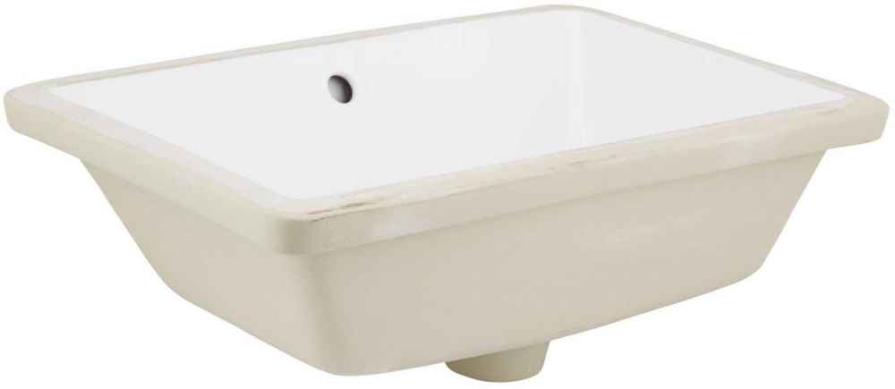 18.25-in. W Rectangle Bathroom Undermount Sink Set In White - Black Hardware - Overflow Drain Incl.