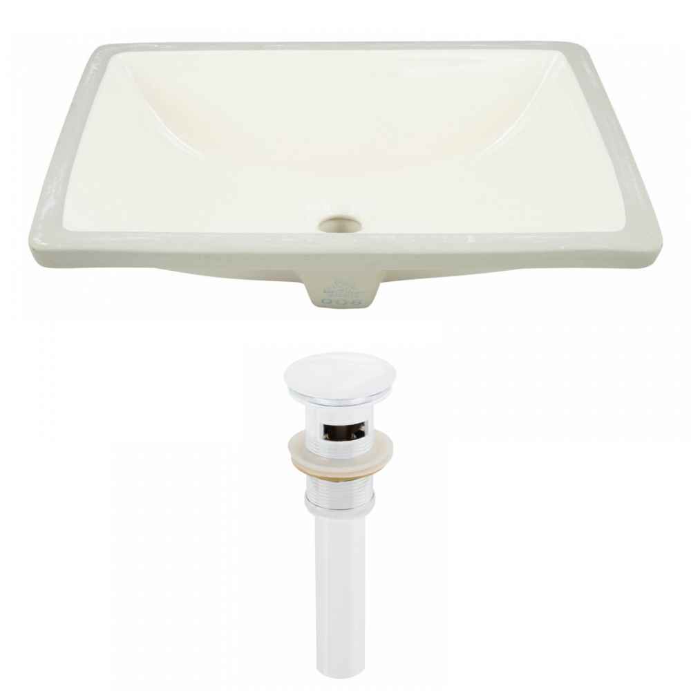 18.25-in. W CUPC Rectangle Bathroom Undermount Sink Set In Biscuit - White Hardware - Overflow Drain Incl.