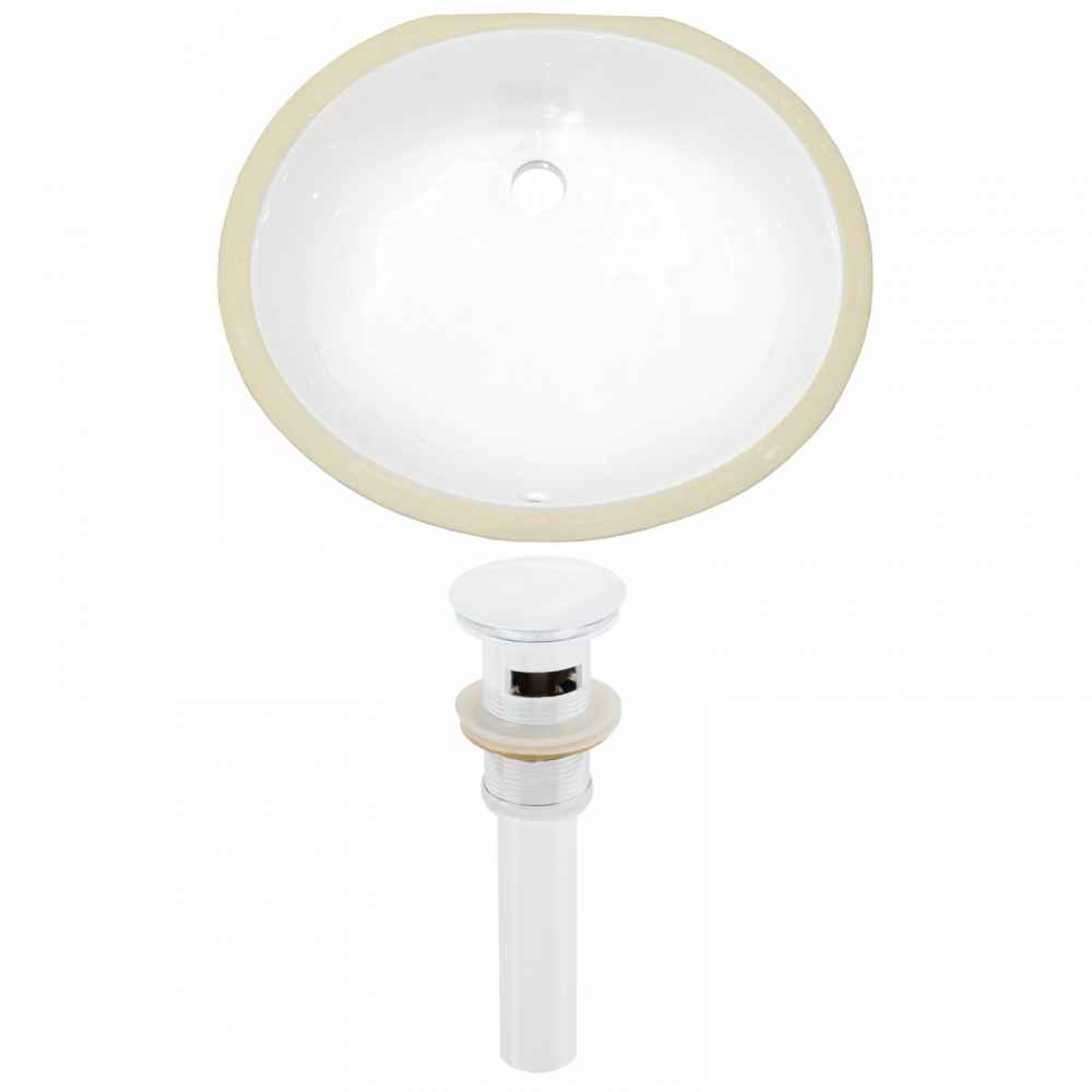 18.25-in. W CSA Oval Bathroom Undermount Sink Set In White - White Hardware - Overflow Drain Incl.