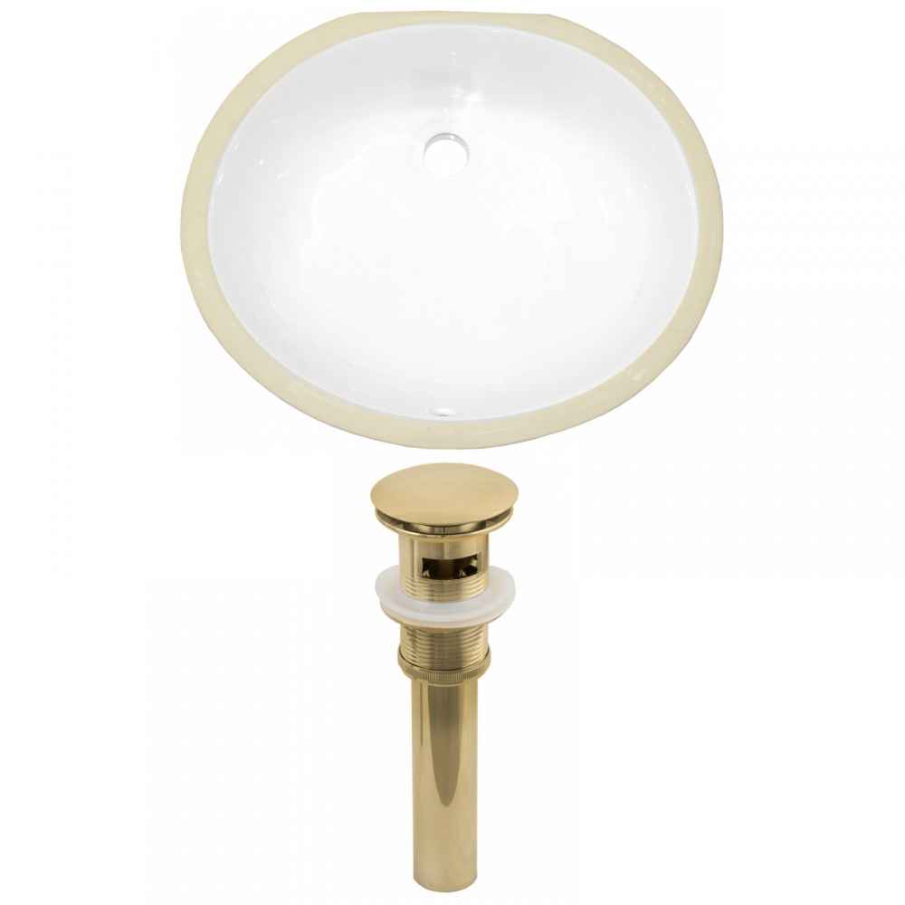 18.25-in. W CSA Oval Bathroom Undermount Sink Set In White - Gold Hardware - Overflow Drain Incl.