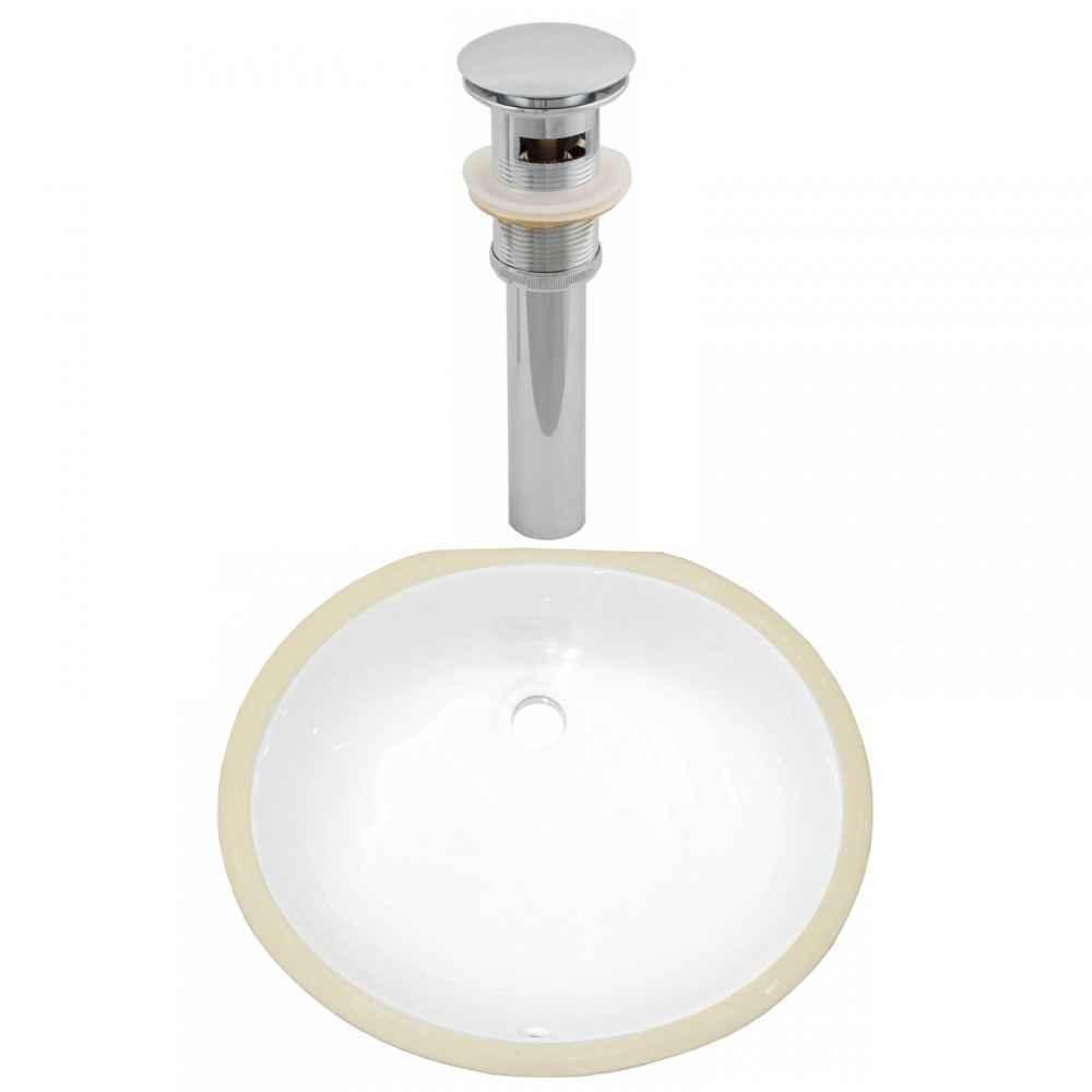 16.5-in. W CSA Oval Bathroom Undermount Sink Set In White - Chrome Hardware - Overflow Drain Incl.