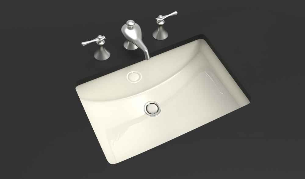 20.75-in. W CSA Rectangle Bathroom Undermount Sink Set In Biscuit - Gold Hardware - Overflow Drain Incl.