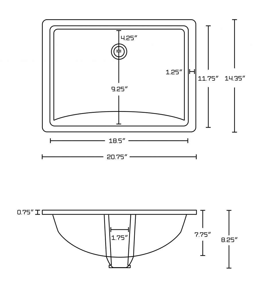 20.75-in. W CSA Rectangle Bathroom Undermount Sink Set In Biscuit - Gold Hardware - Overflow Drain Incl.