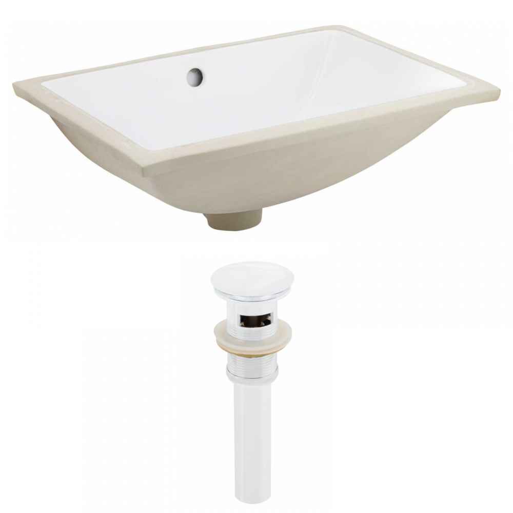 20.75-in. W CSA Rectangle Bathroom Undermount Sink Set In White - White Hardware - Overflow Drain Incl.