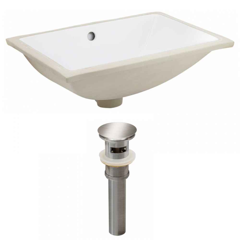 20.75-in. W CSA Rectangle Bathroom Undermount Sink Set In White - Brushed Nickel Hardware - Overflow Drain Incl.