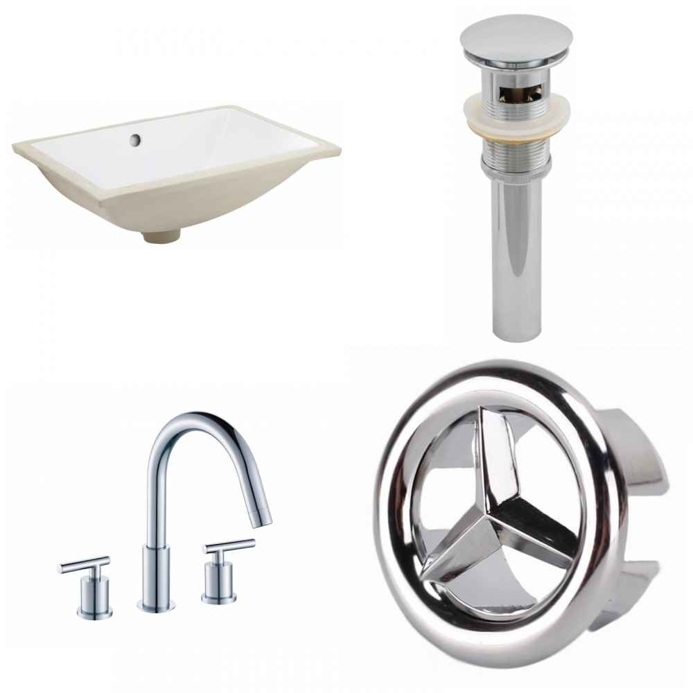 20.75-in. W CUPC Rectangle Bathroom Undermount Sink Set In White - Chrome Hardware - Overflow Drain Incl.