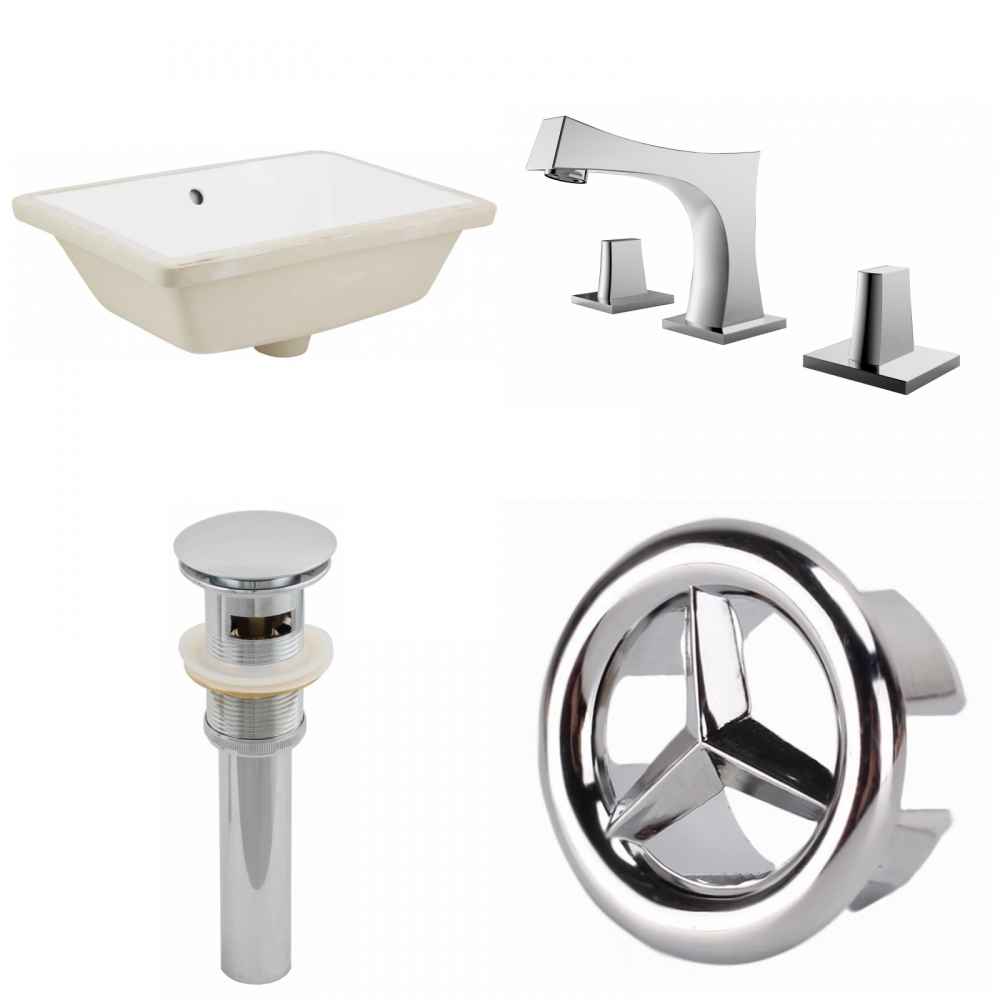 18.25-in. W CUPC Rectangle Bathroom Undermount Sink Set In White - Chrome Hardware - Overflow Drain Incl.