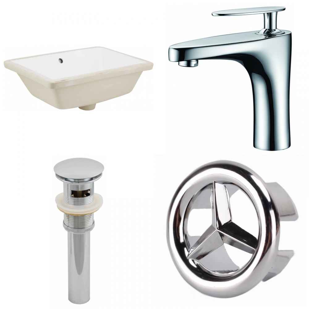 18.25-in. W CUPC Rectangle Bathroom Undermount Sink Set In White - Chrome Hardware - Overflow Drain Incl.