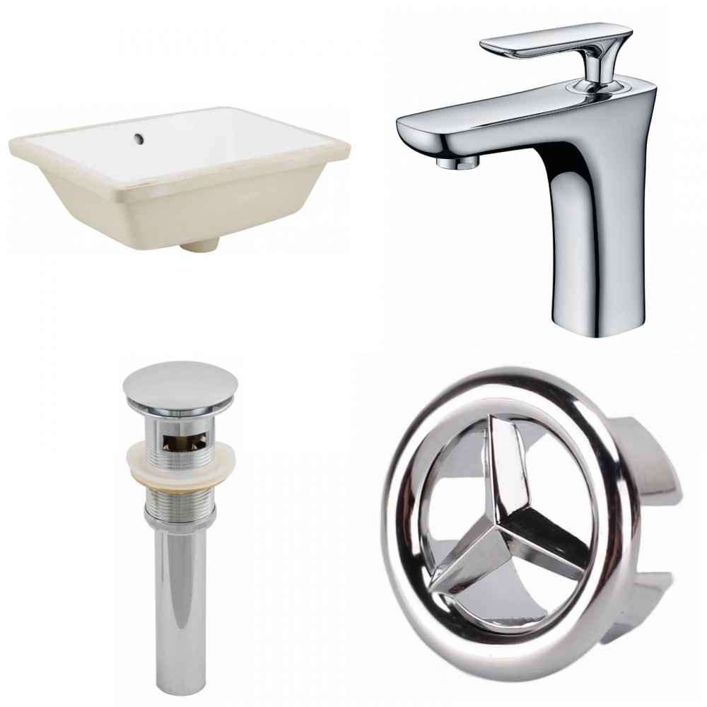 18.25-in. W CUPC Rectangle Bathroom Undermount Sink Set In White - Chrome Hardware - Overflow Drain Incl.