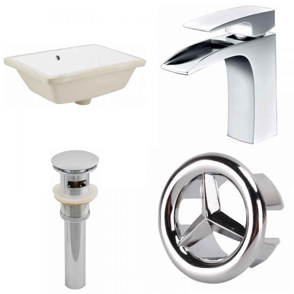 18.25-in. W CUPC Rectangle Bathroom Undermount Sink Set In White - Chrome Hardware - Overflow Drain Incl.