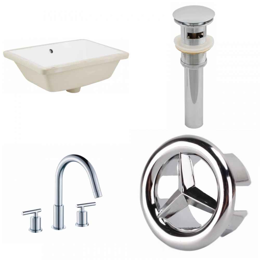 18.25-in. W CUPC Rectangle Bathroom Undermount Sink Set In White - Chrome Hardware - Overflow Drain Incl.