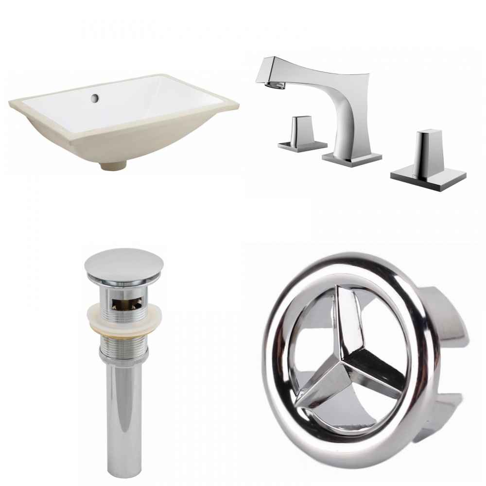18.25-in. W CUPC Rectangle Bathroom Undermount Sink Set In White - Chrome Hardware - Overflow Drain Incl.