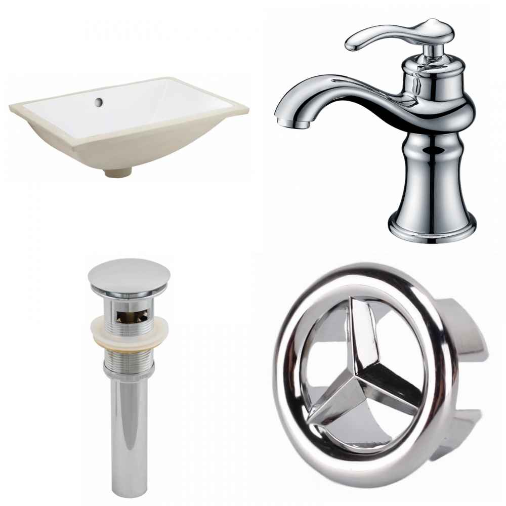 18.25-in. W CUPC Rectangle Bathroom Undermount Sink Set In White - Chrome Hardware - Overflow Drain Incl.