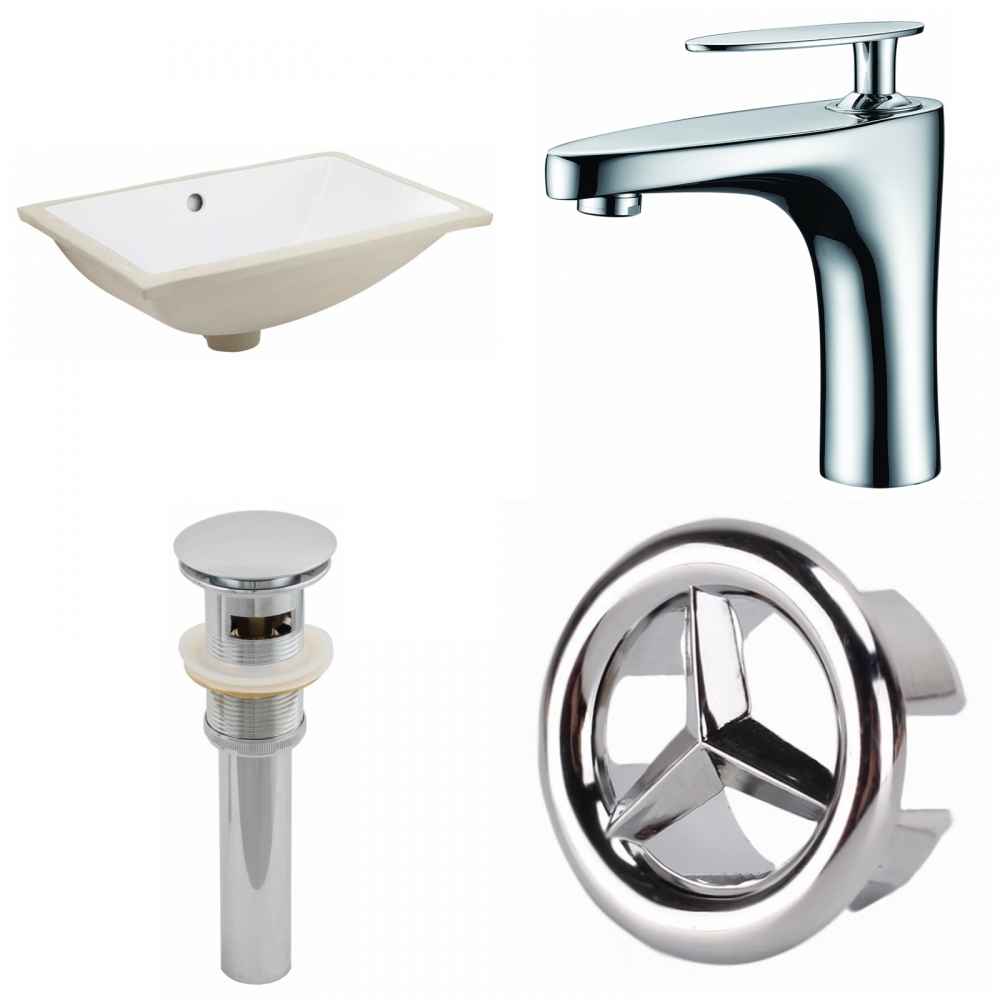 18.25-in. W CUPC Rectangle Bathroom Undermount Sink Set In White - Chrome Hardware - Overflow Drain Incl.