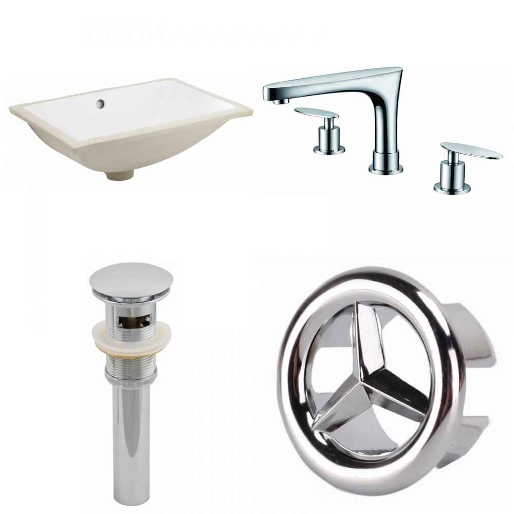 18.25-in. W CUPC Rectangle Bathroom Undermount Sink Set In White - Chrome Hardware - Overflow Drain Incl.