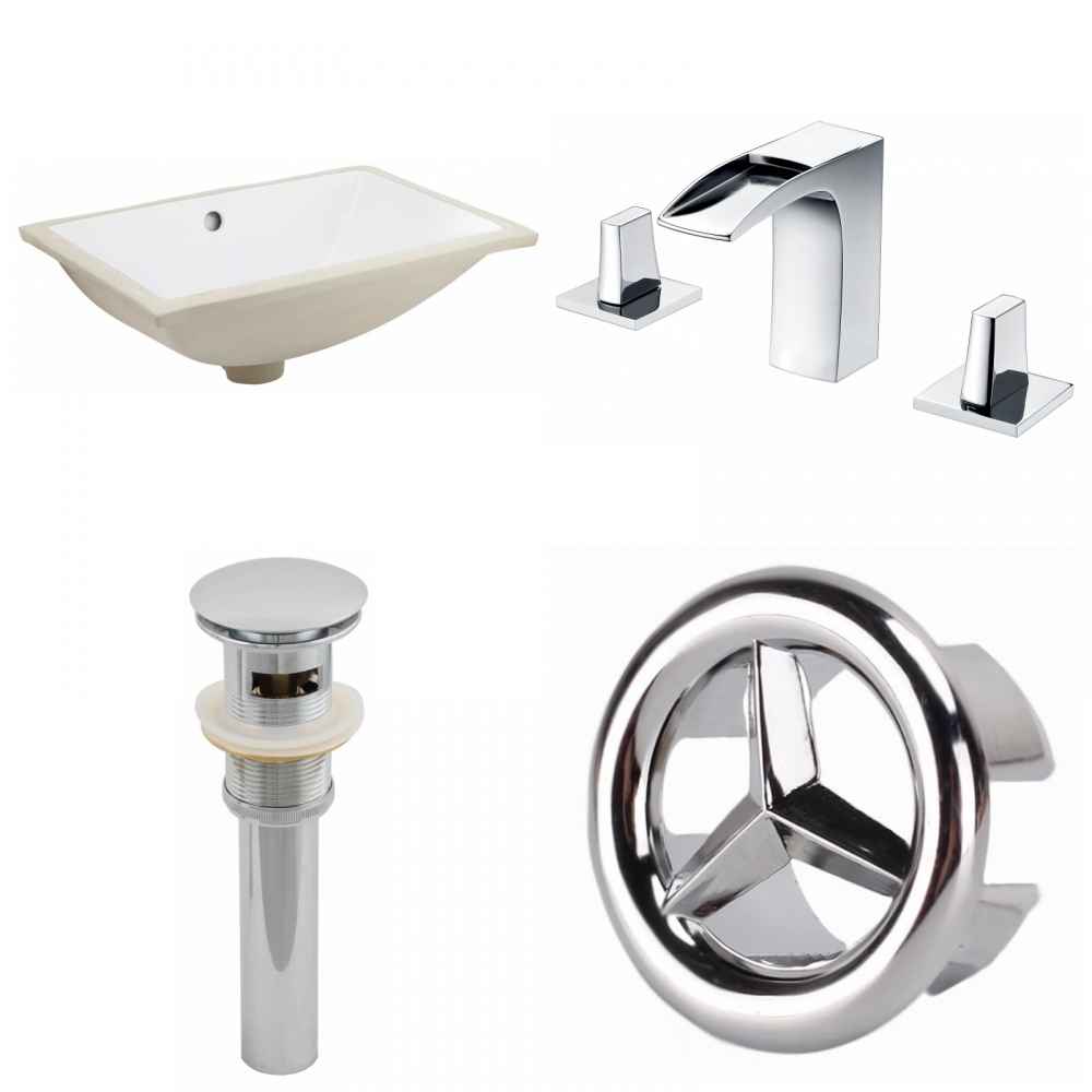 18.25-in. W CUPC Rectangle Bathroom Undermount Sink Set In White - Chrome Hardware - Overflow Drain Incl.
