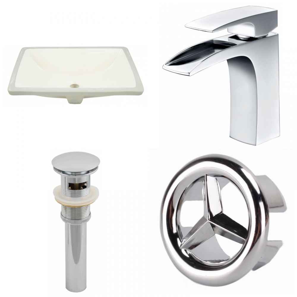 18.25-in. W CUPC Rectangle Bathroom Undermount Sink Set In Biscuit - Chrome Hardware - Overflow Drain Incl.