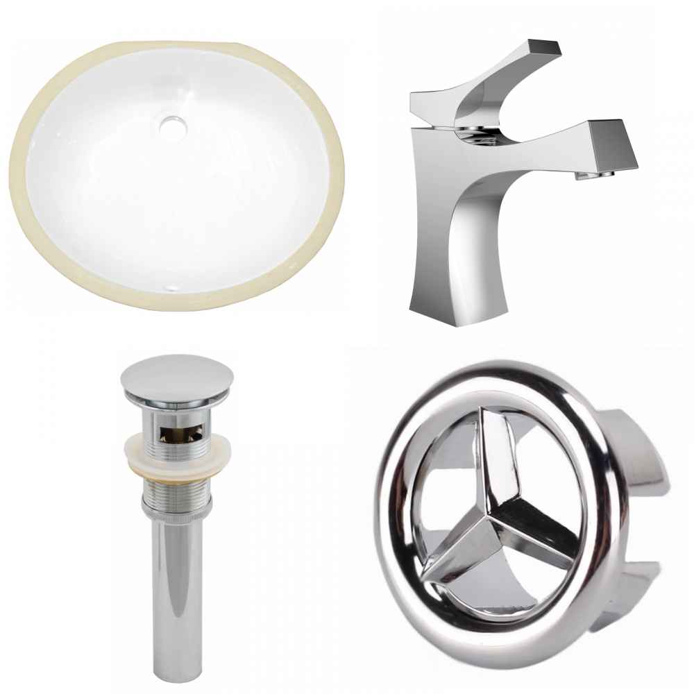 19.5-in. W CUPC Oval Bathroom Undermount Sink Set In White - Chrome Hardware - Overflow Drain Incl.