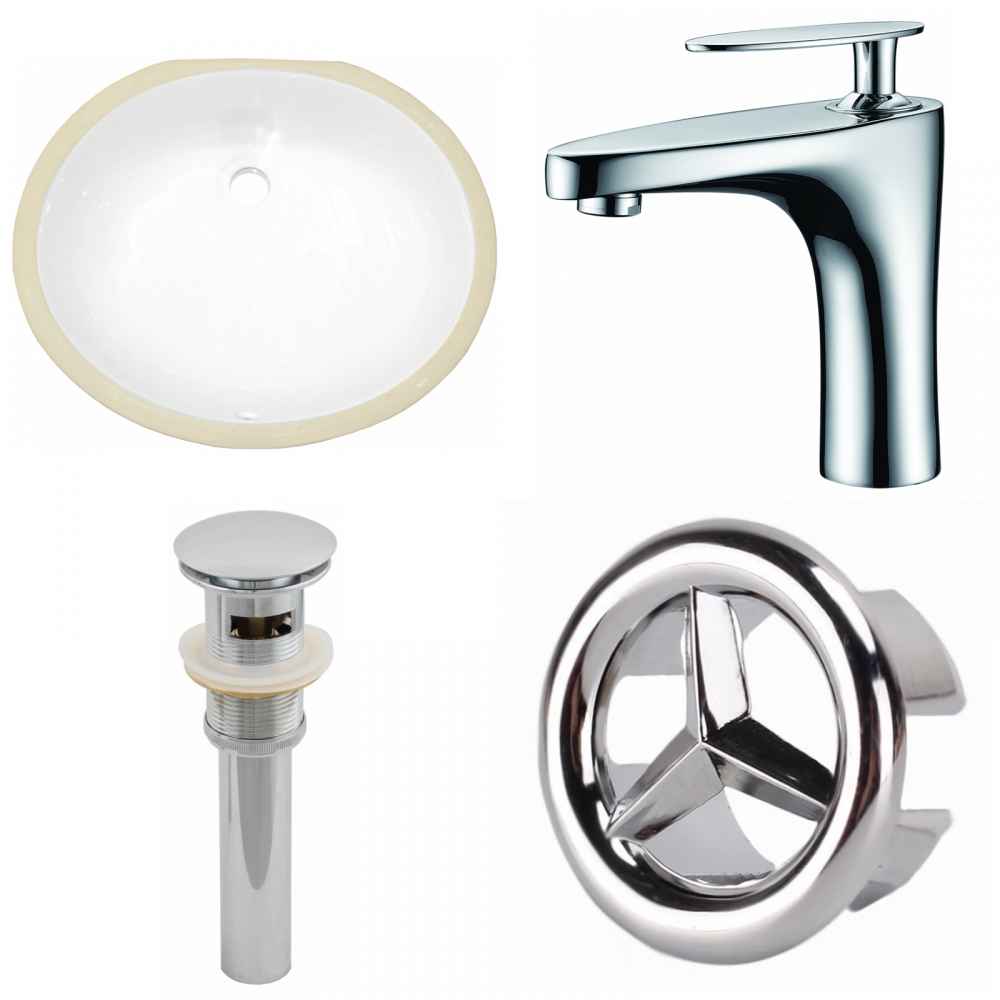 19.5-in. W CUPC Oval Bathroom Undermount Sink Set In White - Chrome Hardware - Overflow Drain Incl.