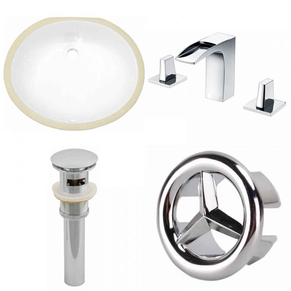 19.5-in. W CUPC Oval Bathroom Undermount Sink Set In White - Chrome Hardware - Overflow Drain Incl.