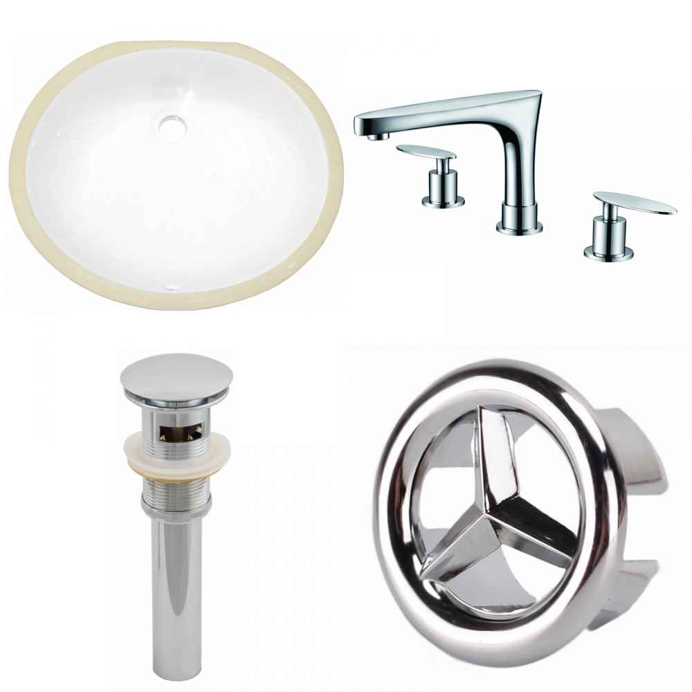 19.5-in. W CUPC Oval Bathroom Undermount Sink Set In White - Chrome Hardware - Overflow Drain Incl.