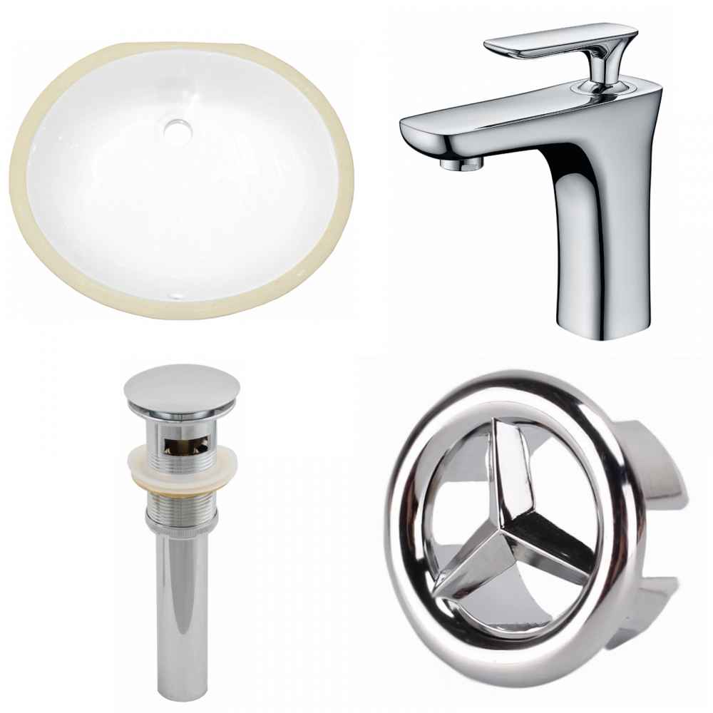 19.5-in. W CUPC Oval Bathroom Undermount Sink Set In White - Chrome Hardware - Overflow Drain Incl.