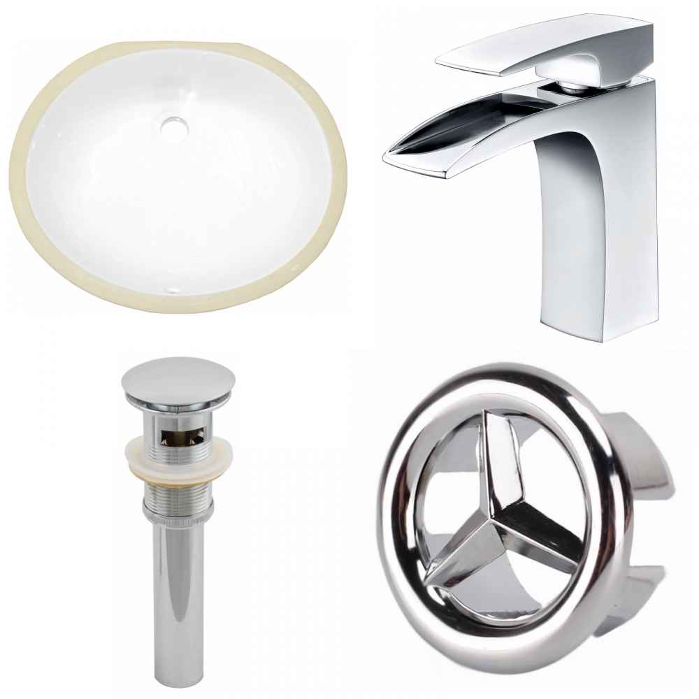 19.5-in. W CUPC Oval Bathroom Undermount Sink Set In White - Chrome Hardware - Overflow Drain Incl.