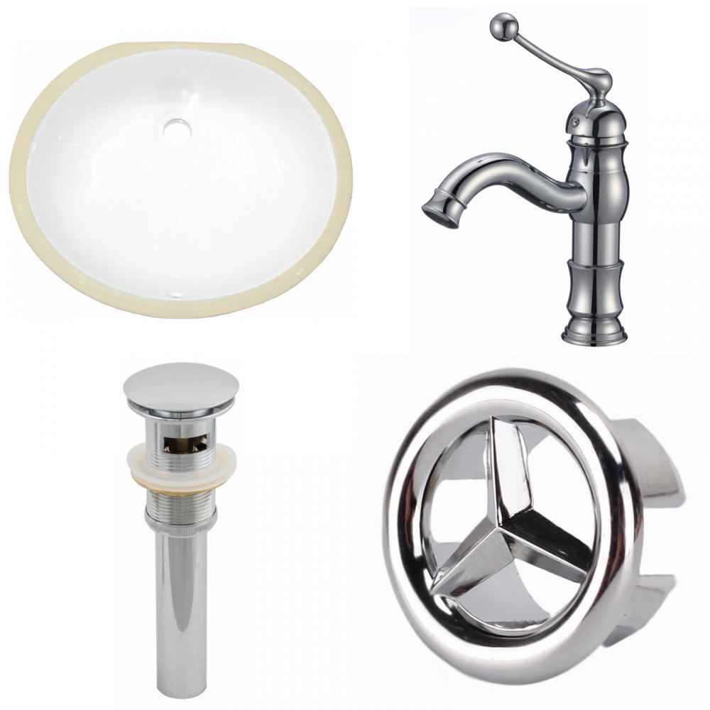 19.5-in. W CUPC Oval Bathroom Undermount Sink Set In White - Chrome Hardware - Overflow Drain Incl.