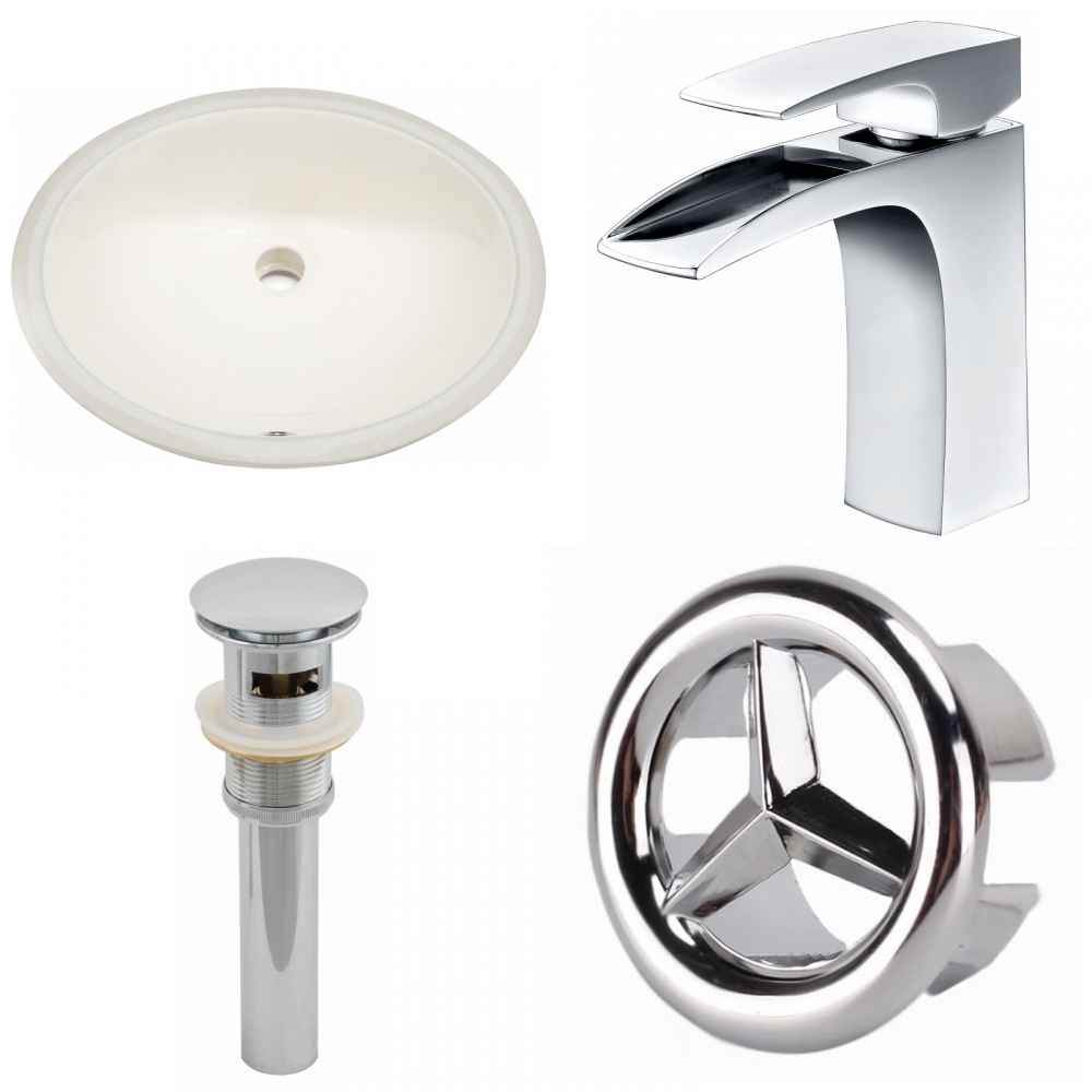 19.75-in. W CUPC Oval Bathroom Undermount Sink Set In Biscuit - Chrome Hardware - Overflow Drain Incl.